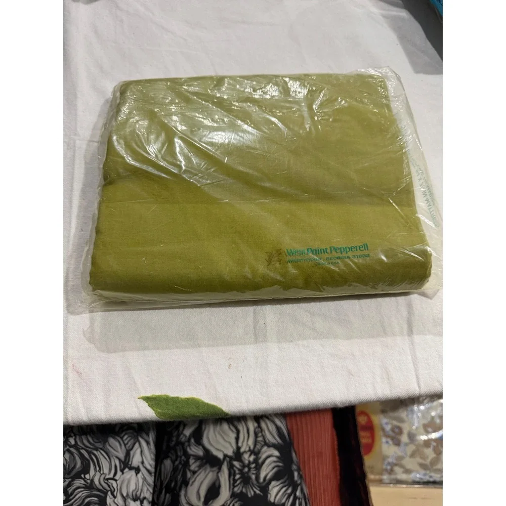 Vintage WestPoint Pepperell Full Flat Sheet‎ Avocado Green Muslin No-Iron USA